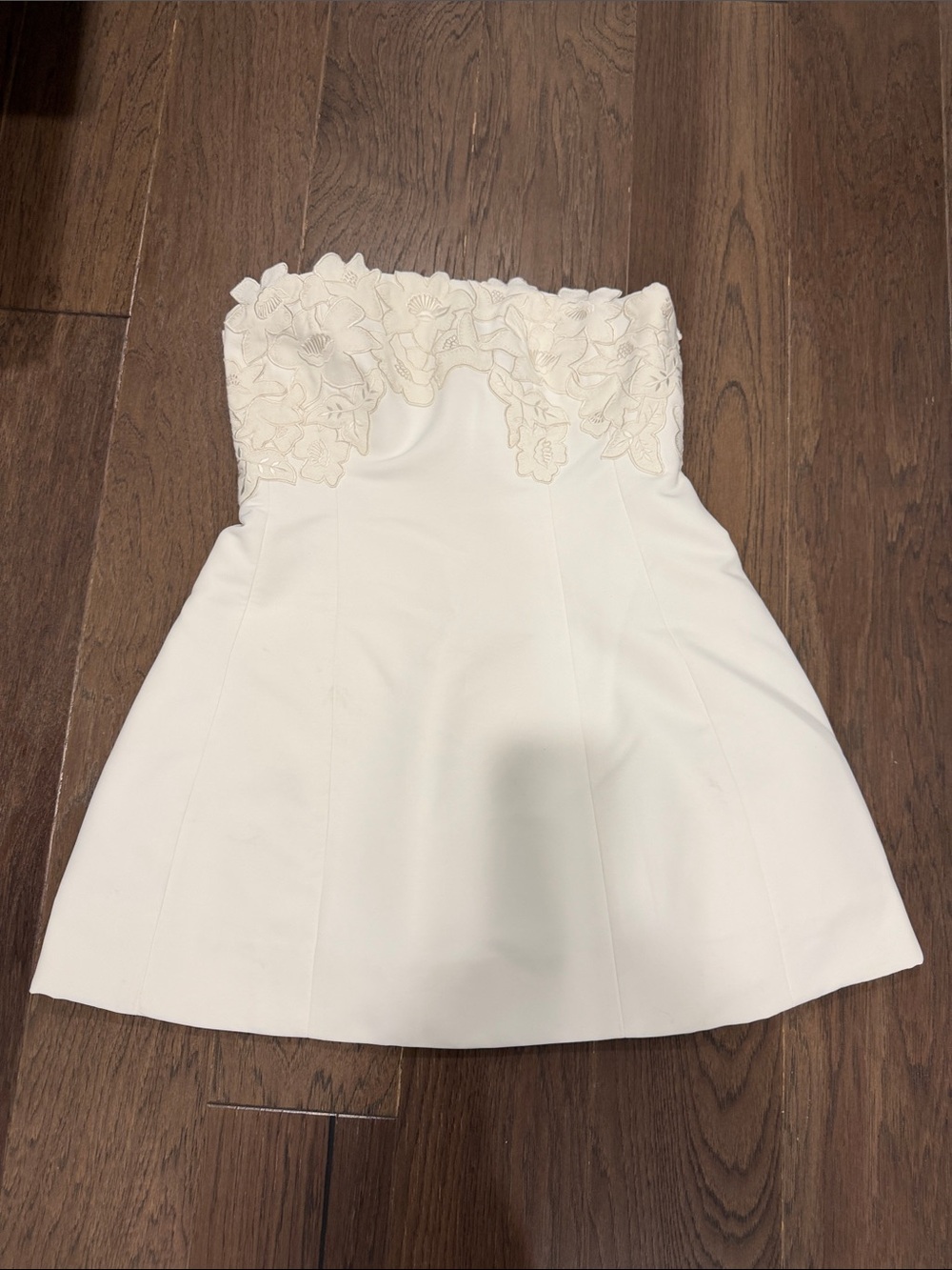 Sachin + Babi Cream Strapless Floral-Applique Dress